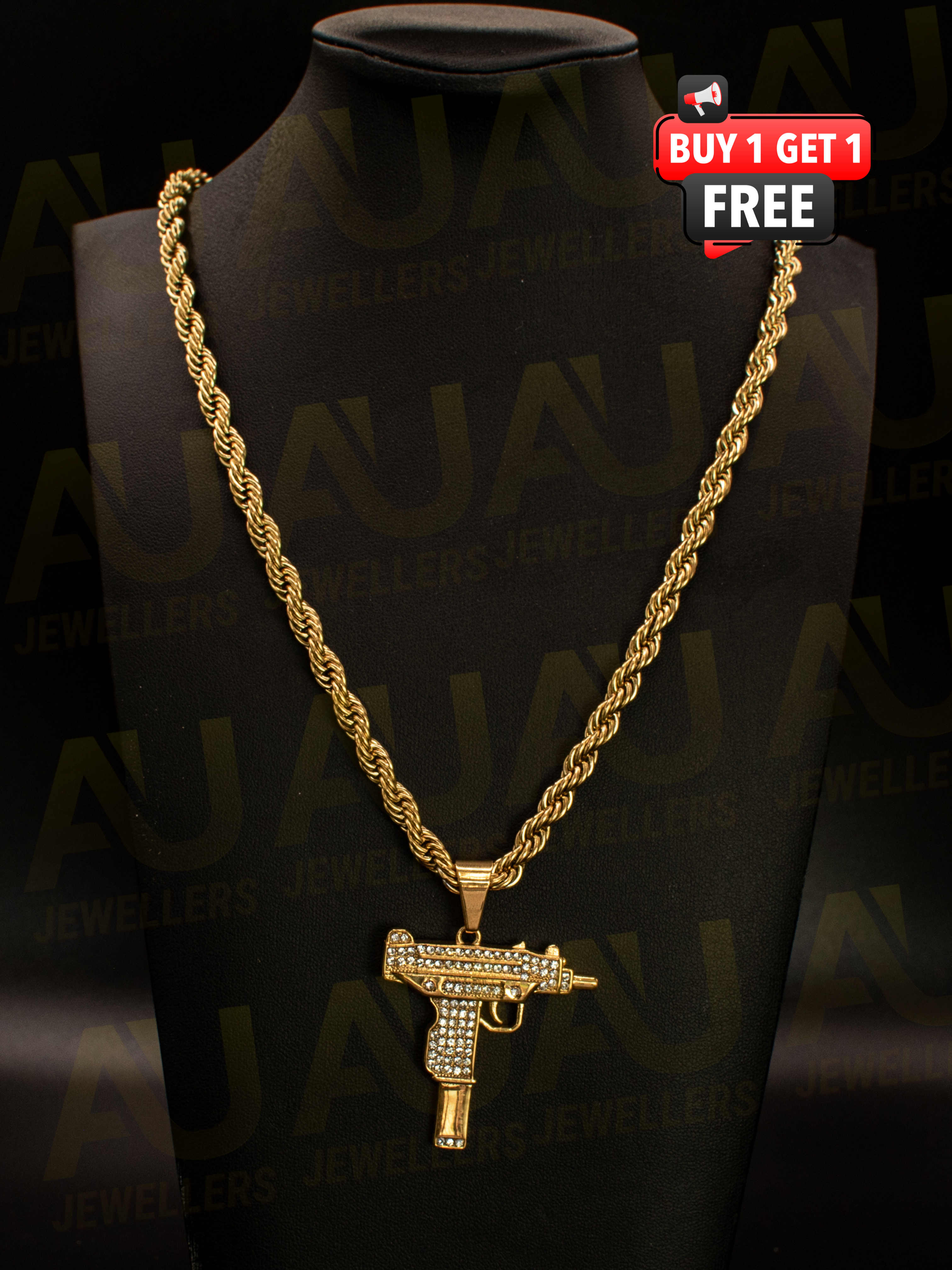 Gold Filled Mac-10 Pendant On A 6mm Rope Chain