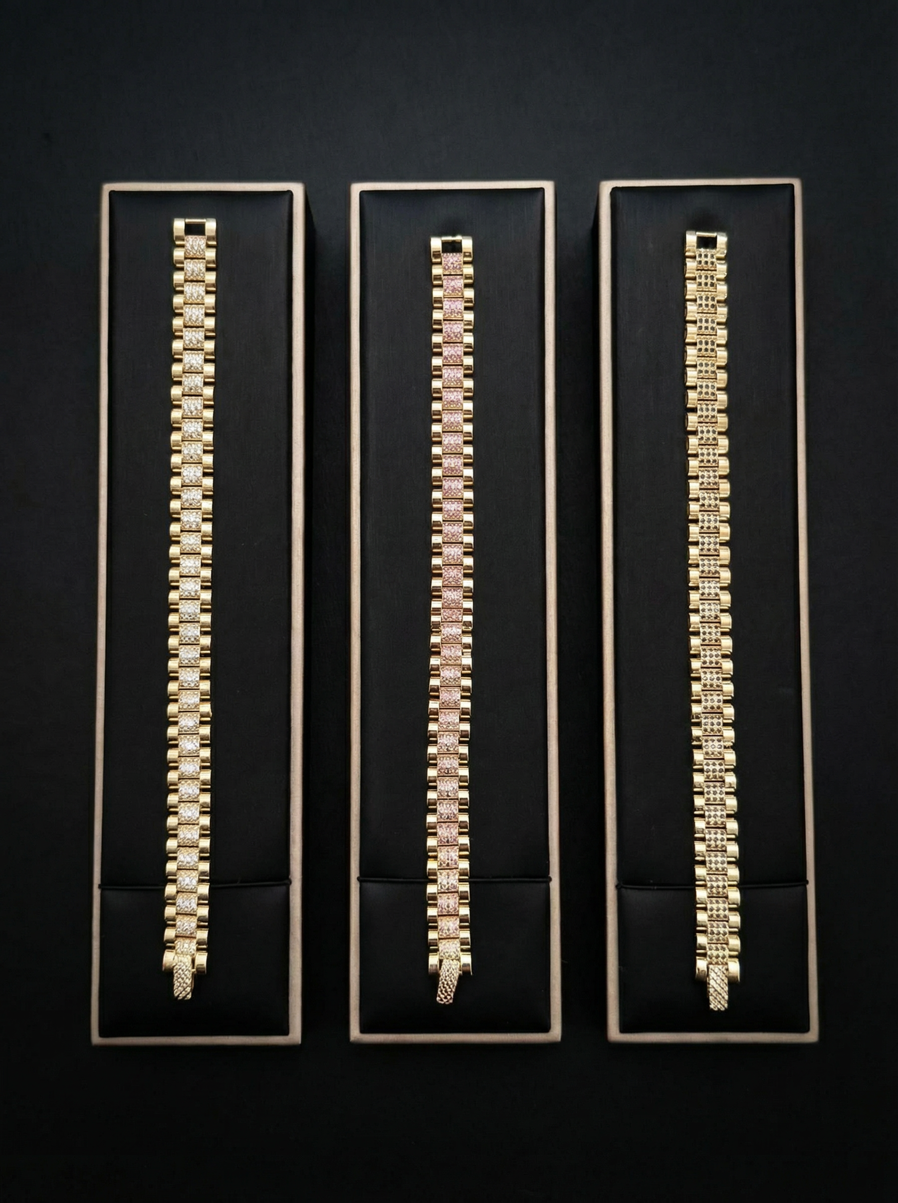 Gold Filled Diamond Presidential Bracelet 10mm Multi-colour