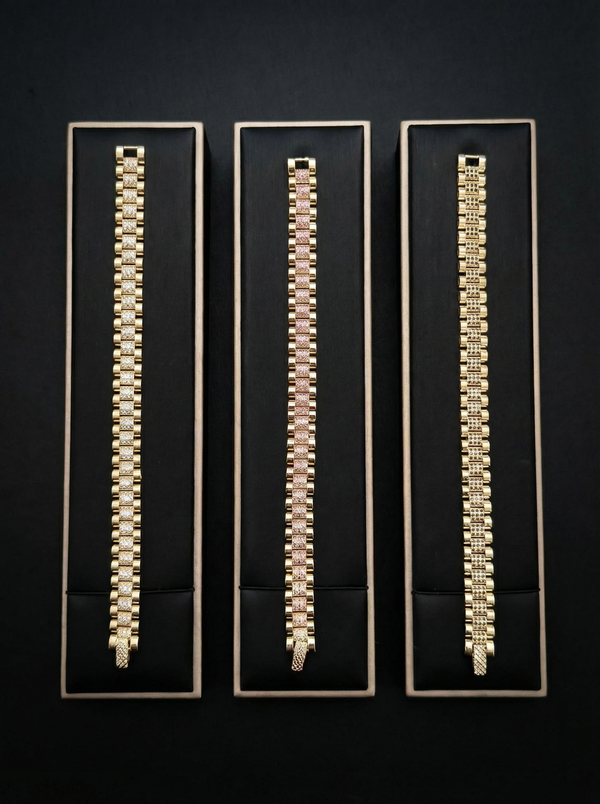 14K Gold Iced Presidential Bracelet 10mm Multicolor
