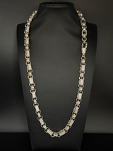 White Gold Filled Pink Diamond Gypsy Link Belcher Chain 10mm