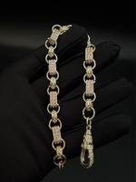 White Gold Filled Pink Diamond Gypsy Link Bracelet 10mm