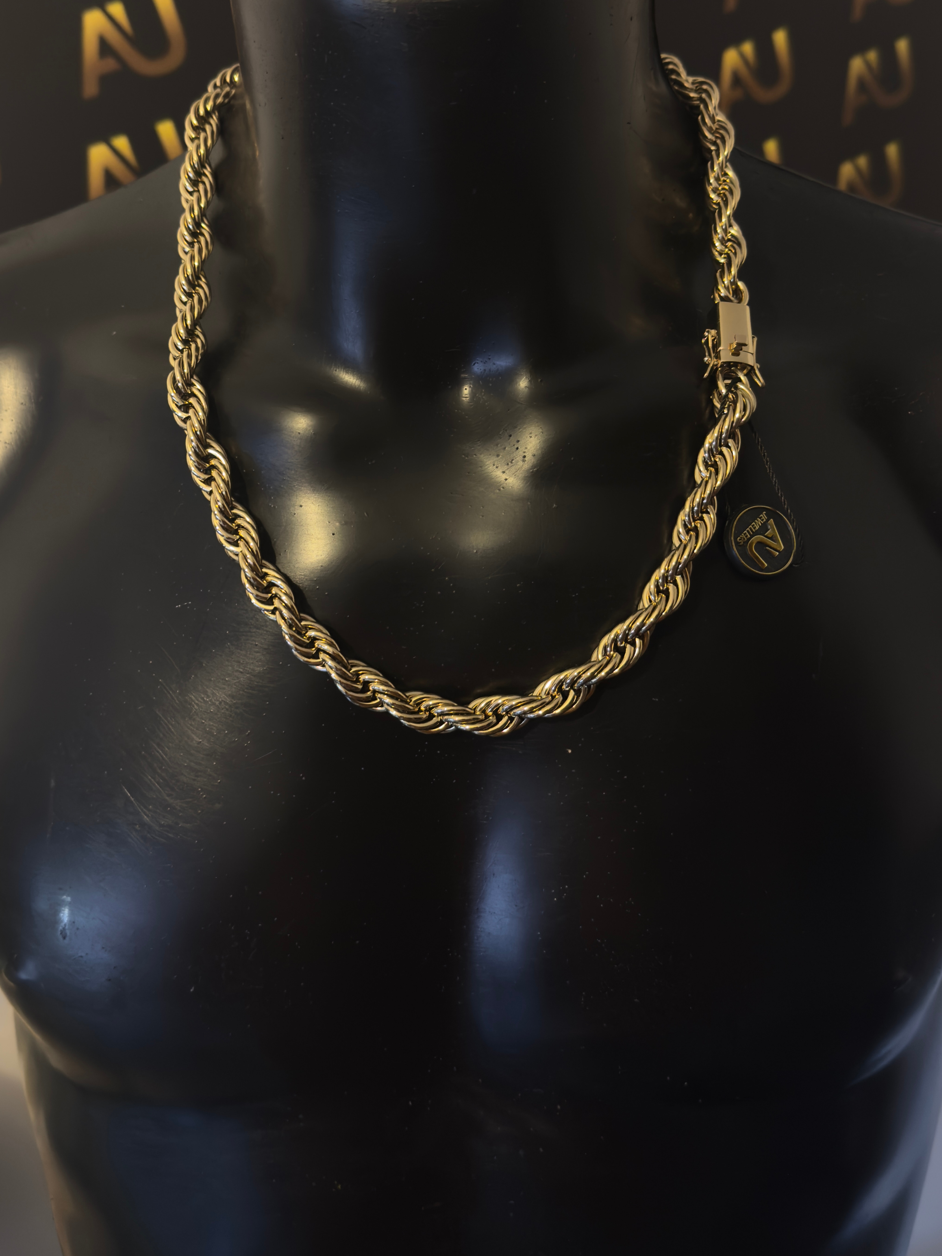 9ct Gold Filled Rope Chain With Cuban Clasp 10mm