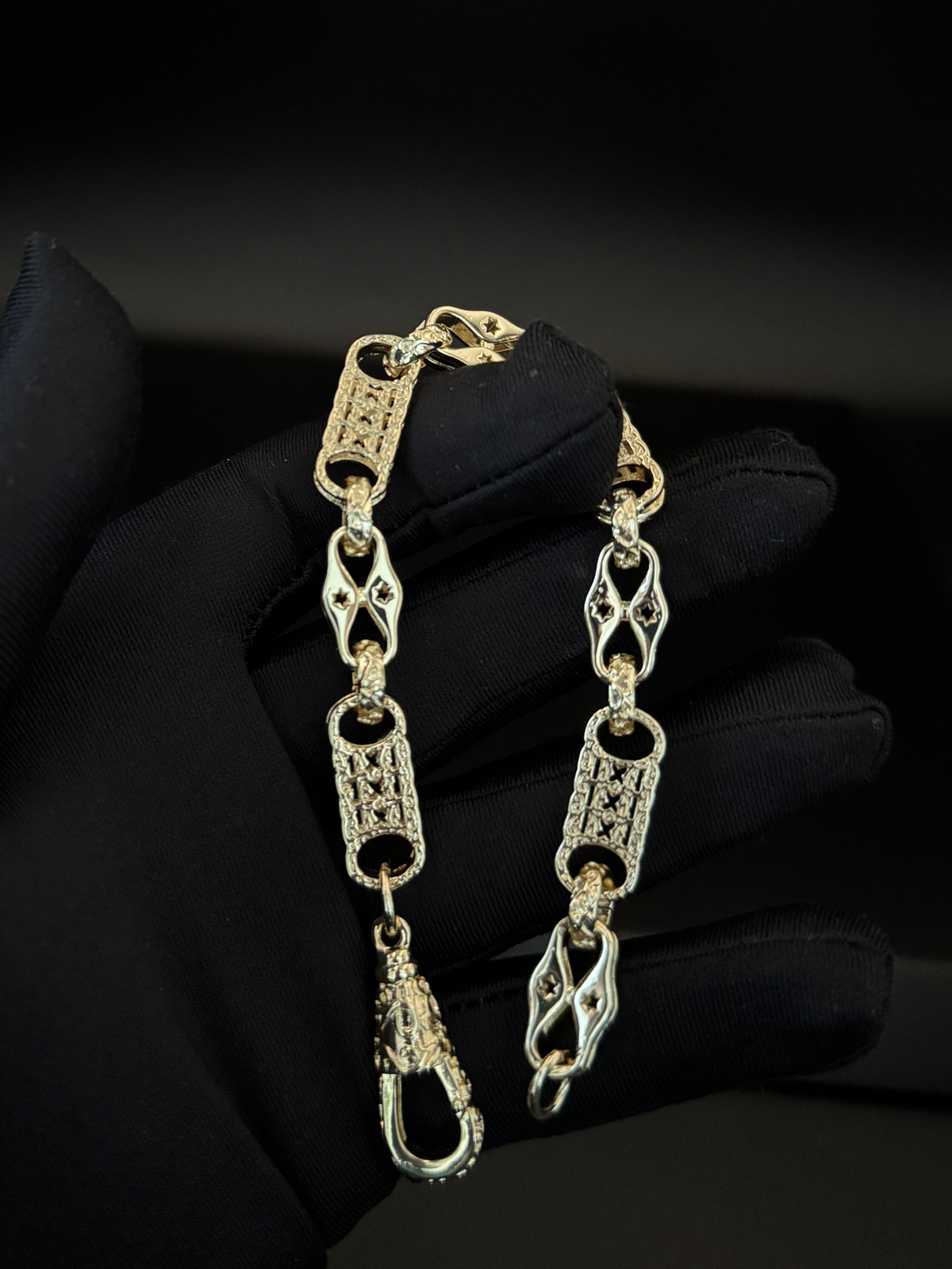 🎁 9ct Gold Filled Classic Stars & Bars Bracelet 9mm (100% off)