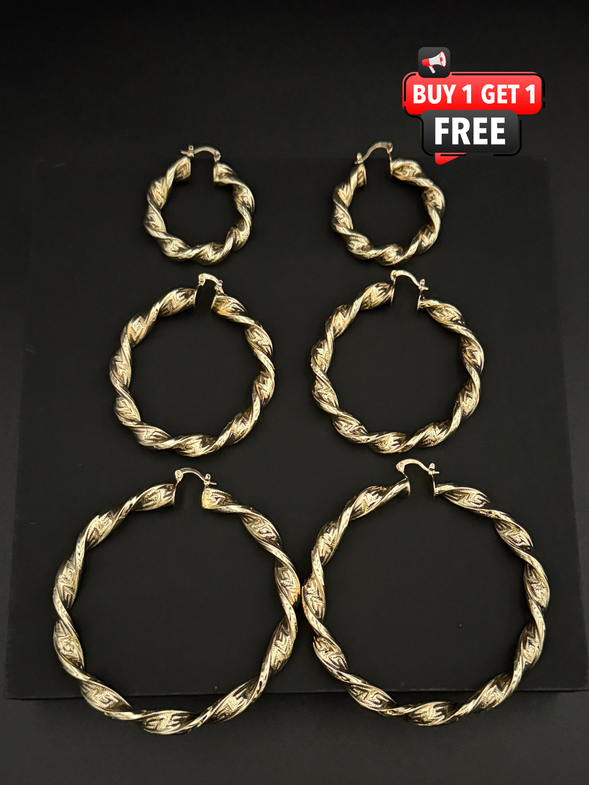 9ct Gold Filled Twist Hoop Earrings - Multiple Sizes