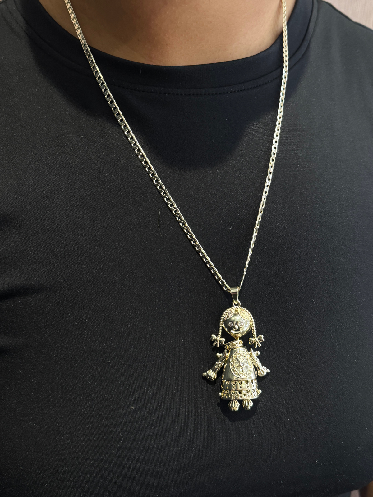 Gold Filled RagDoll Pendant On 4mm Curb Chain