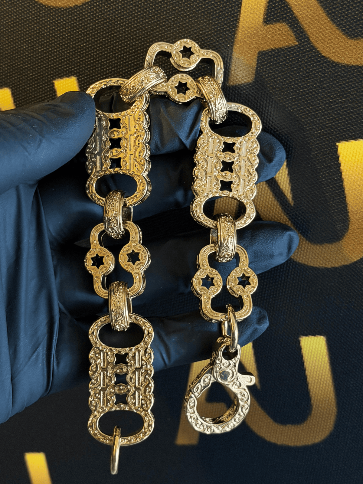 *NEW* 9ct Gold Filled XL Stars & Bars Bracelet 20mm