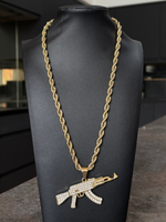 Gold Filled AK-47 Pendant On A 6mm Rope Chain