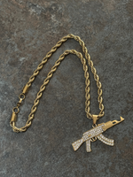 Gold Filled AK-47 Pendant On A 6mm Rope Chain