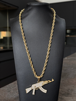 🎁 Gold Filled AK-47 Pendant On A 6mm Rope Chain (100% off)