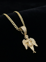 Gold Filled Angel Pendant on 4mm Curb Necklace