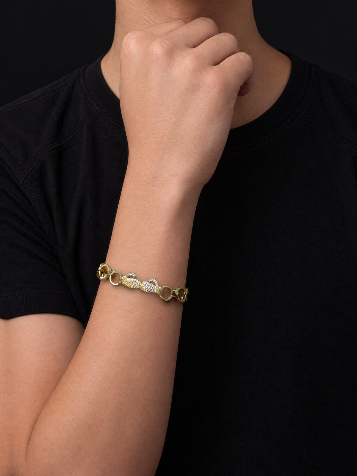 Boys Diamond Boxing Glove Charm Belcher Bracelet - Gold Filled 9ct - image 2