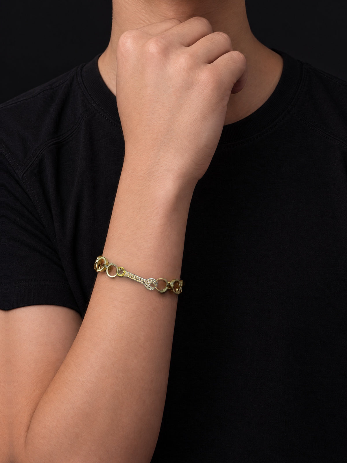 Boys Diamond Spanner Charm Belcher Bracelet - Gold Filled 9ct - image 2
