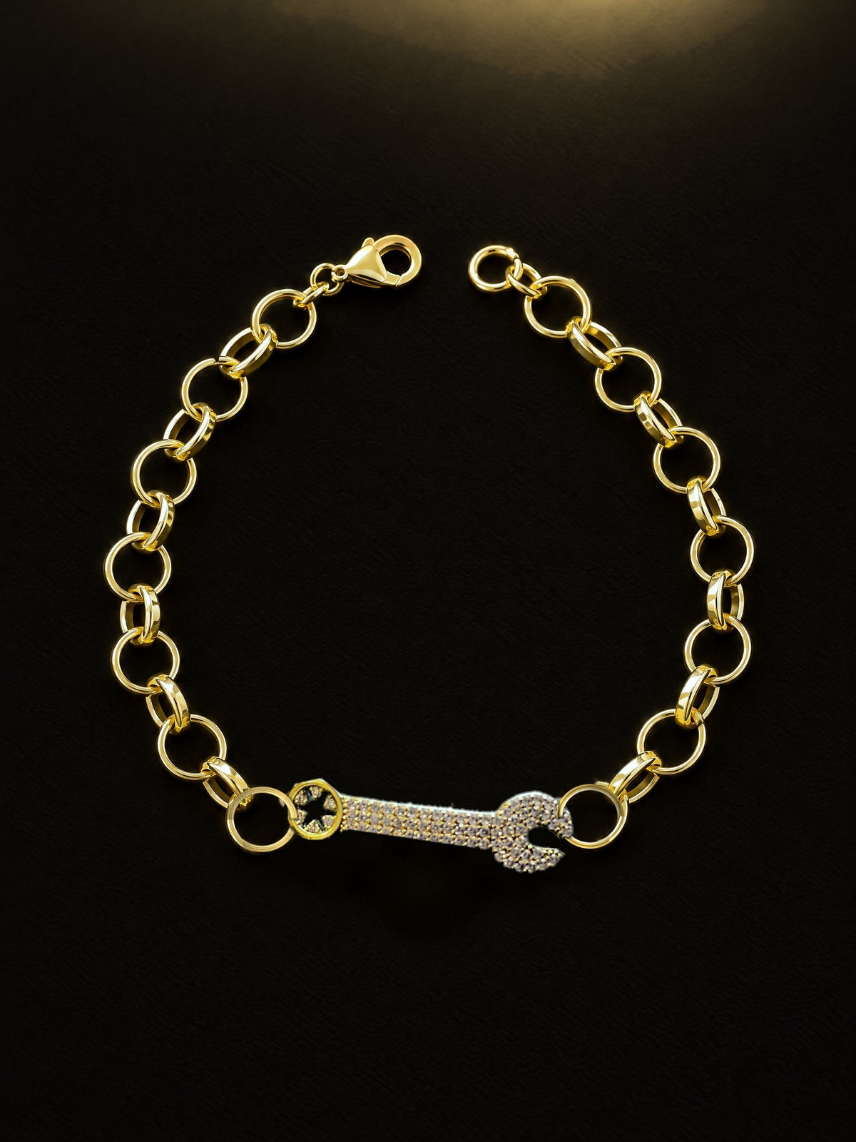 Boys Diamond Spanner Charm Belcher Bracelet - Gold Filled 9ct - image 6