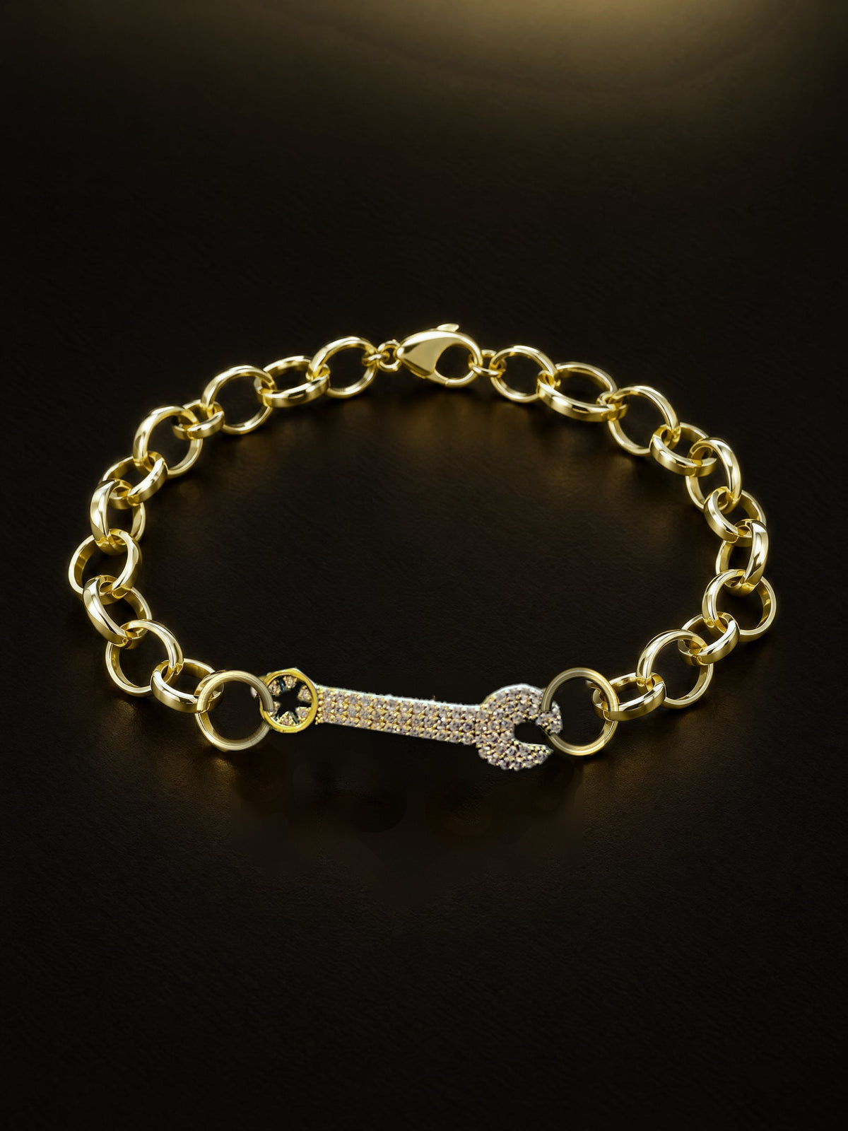 Boys Diamond Spanner Charm Belcher Bracelet - Gold Filled 9ct - image 8