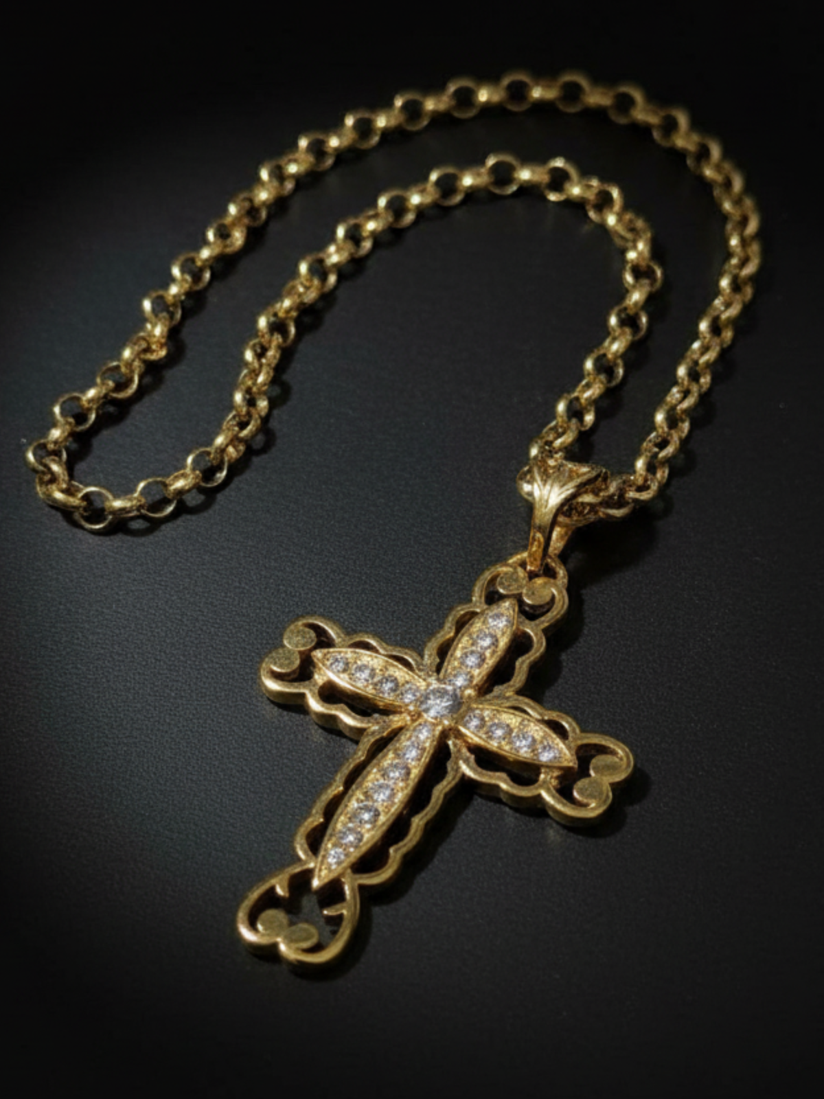 Gold Filled Cross Pendant on 5mm Belcher Chain