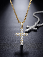 🎁 Gold Filled Diamond Cross Pendant on 3mm Rope Chain (100% off)