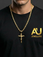 Gold Filled Crusifix Pendant On A 6mm Rope Chain