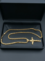 Gold Filled Crusifix Pendant On A 4mm Franco Chain