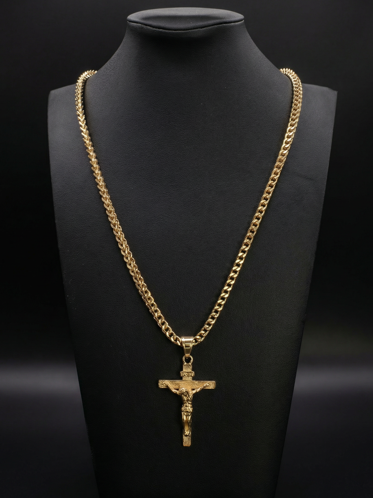 Gold Filled Crusifix Pendant On A 4mm Franco Chain