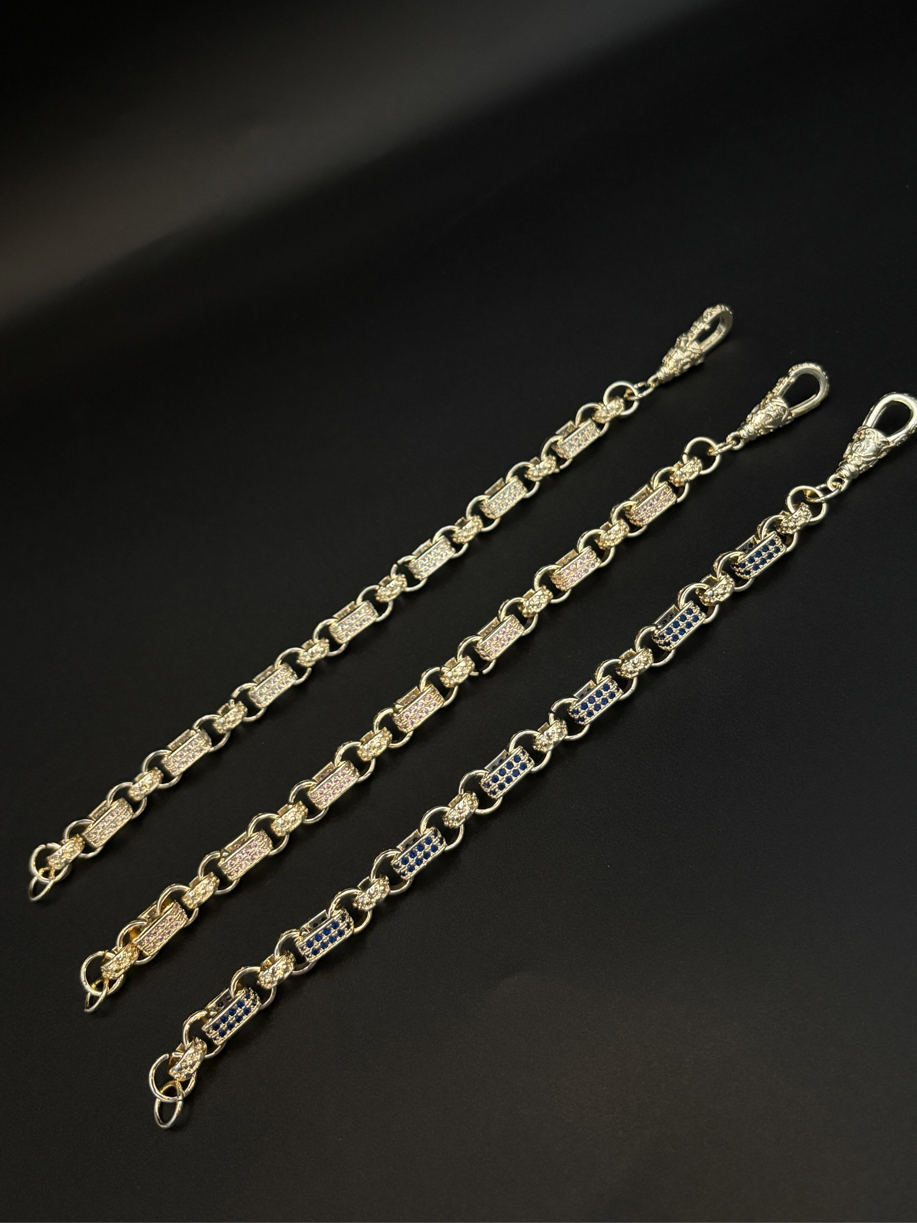 White Gold Filled Diamond Gypsy Link Bracelets 10mm