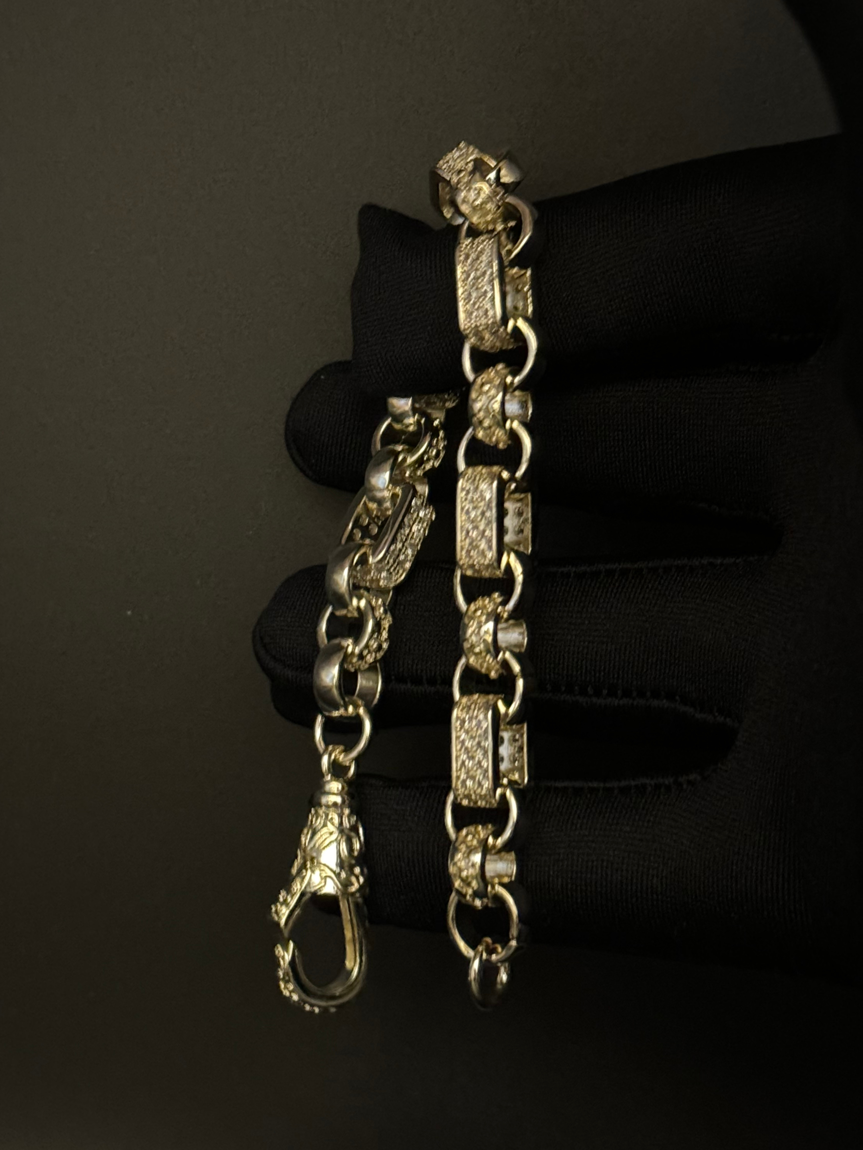 White Gold Filled Diamond Gypsy Link Bracelet 10mm