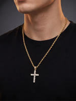 Gold Filled Diamond Cross Pendant on 3mm Rope Chain