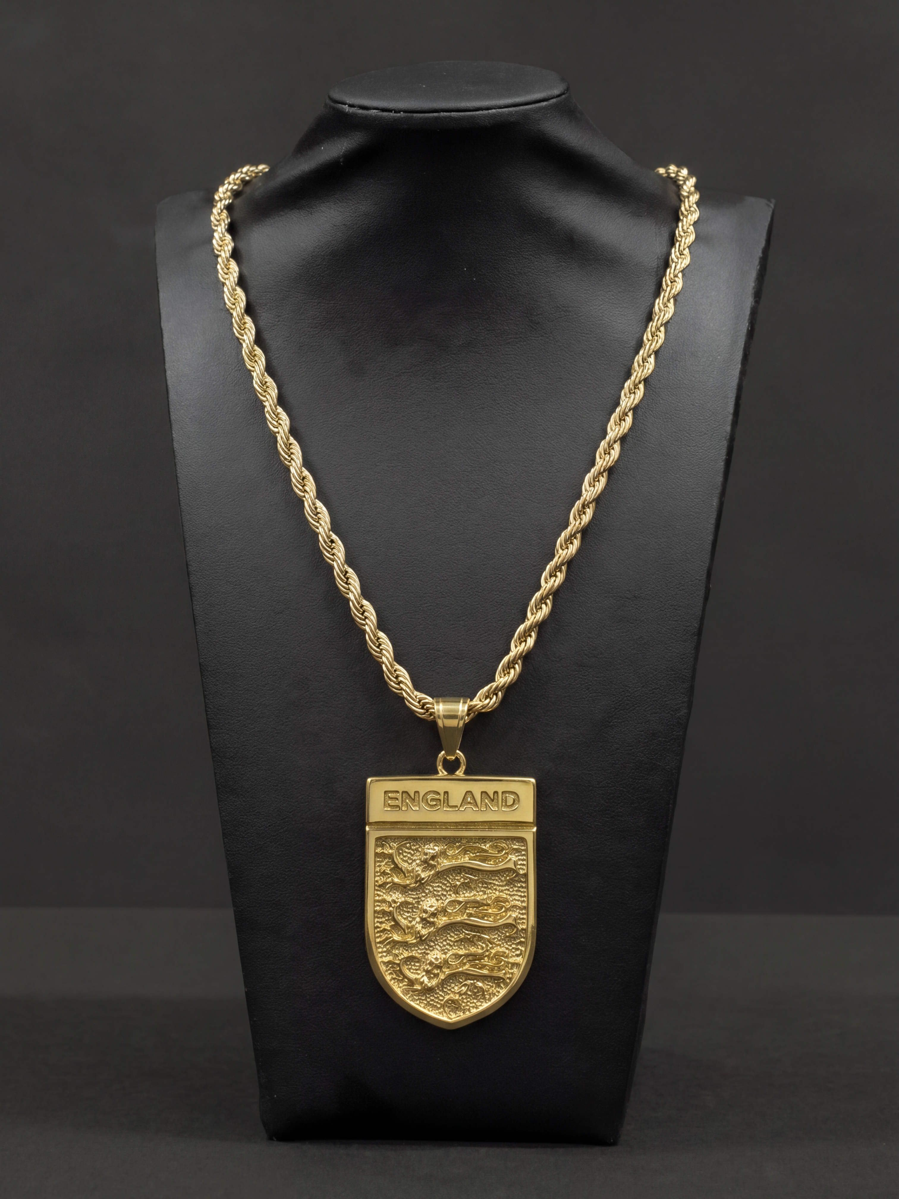 Gold Filled England Football Badge Pendant With Chain