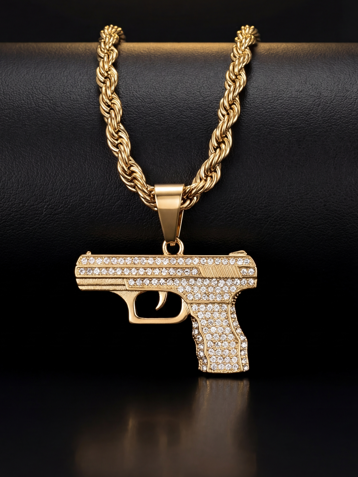 Gold Filled Glock Pendant On A 6mm Rope Chain