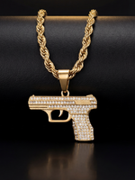 Gold Filled Glock Pendant On A 6mm Rope Chain