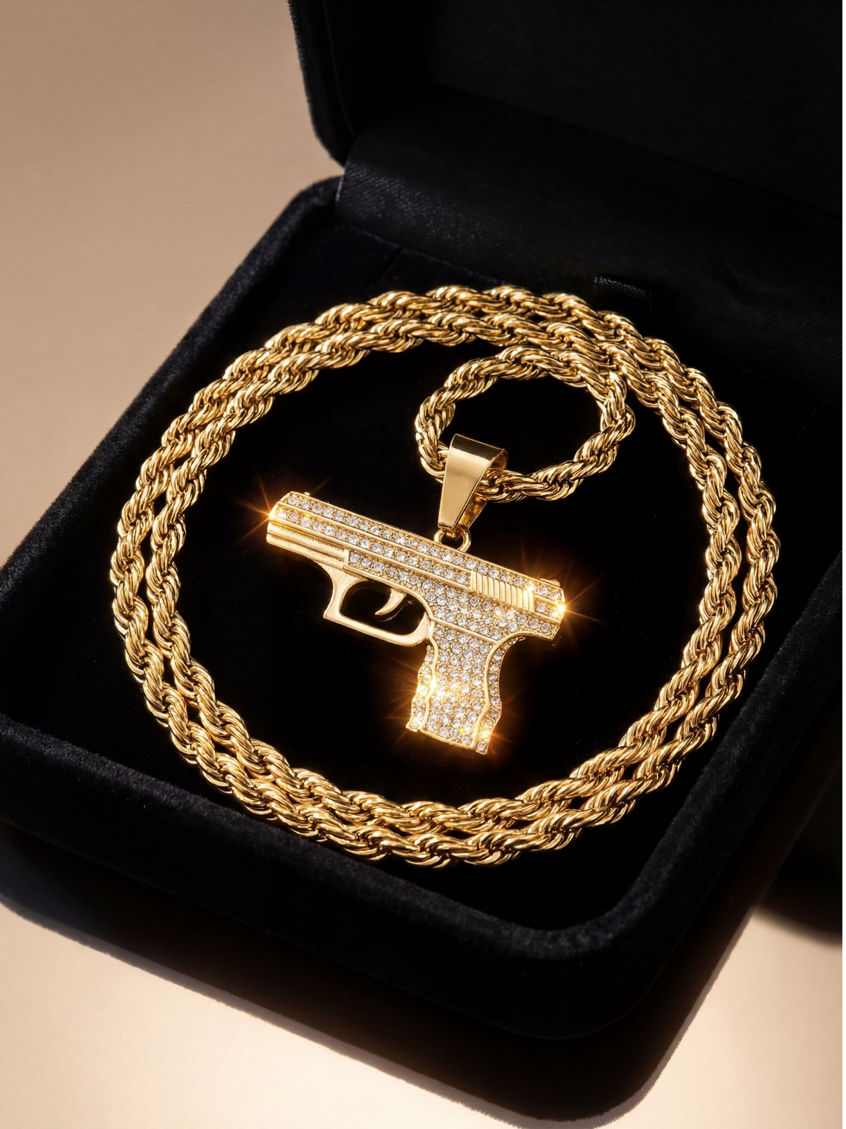 Gold Filled Glock Pendant On A 6mm Rope Chain