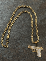 Gold Filled Glock Pendant On A 6mm Rope Chain