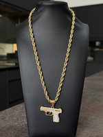 🎁 Gold Filled Glock Pendant On A 6mm Rope Chain (100% off)