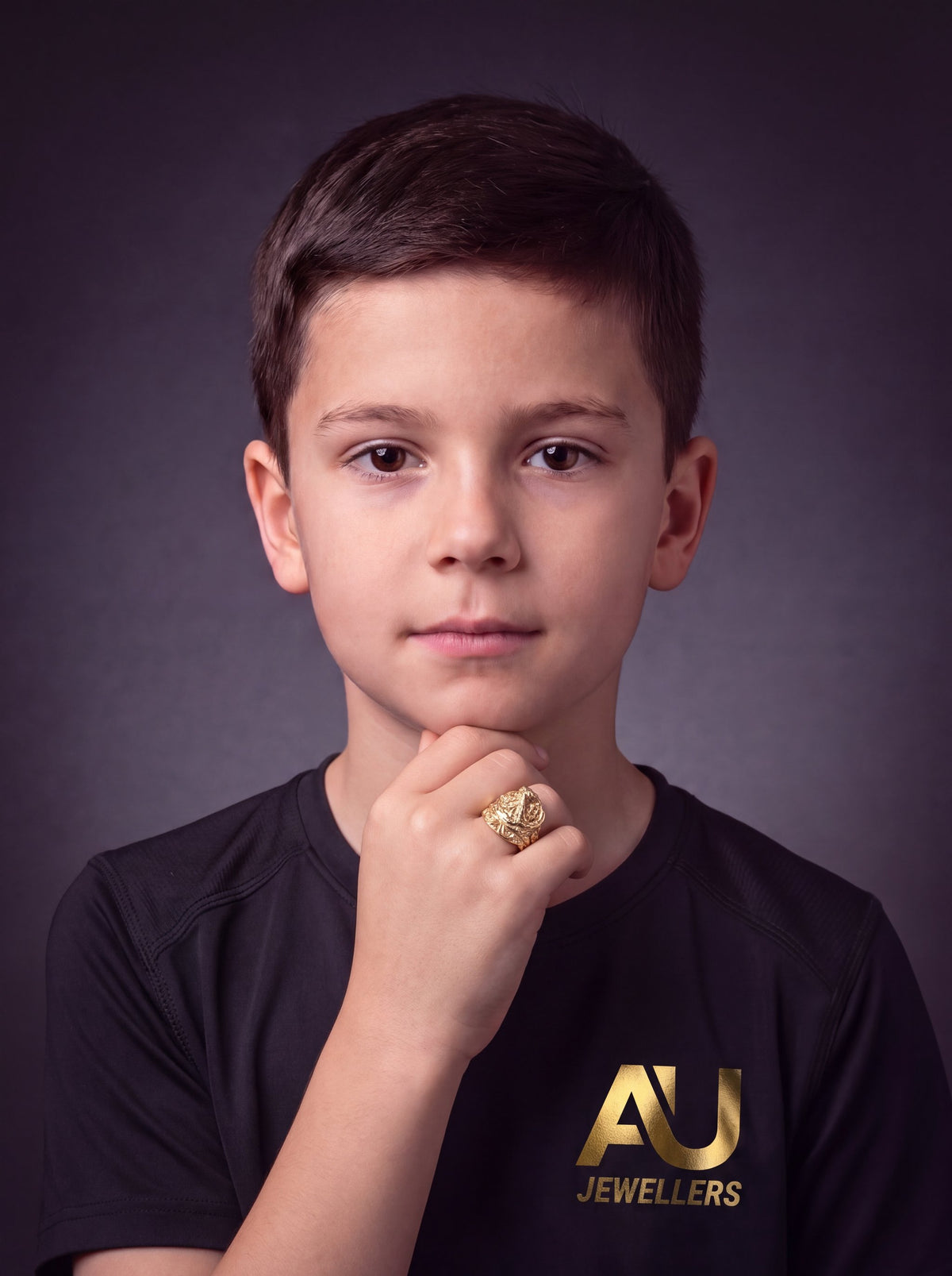 Kids 9ct Gold Filled Ace of Spades Saddle Ring worn on model