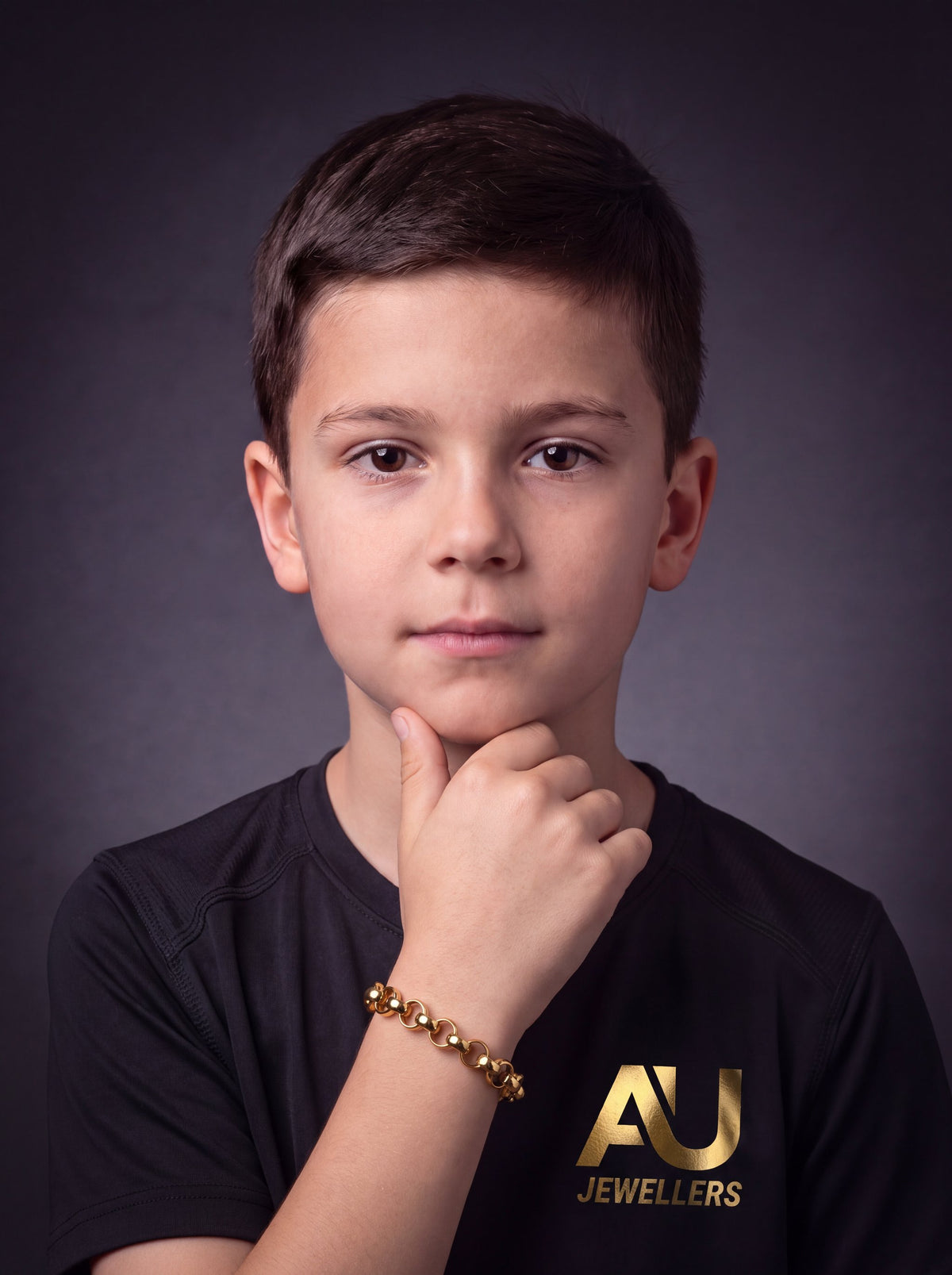 Kids 9ct Gold Filled Belcher Bracelet 10mm worn on model
