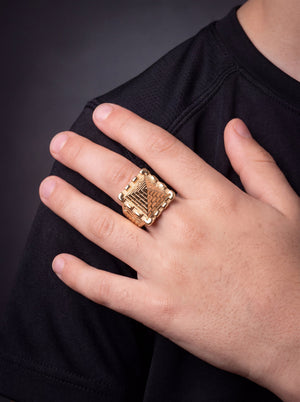 Kids 9ct Gold Filled Castle Pyramid Ring worn on model