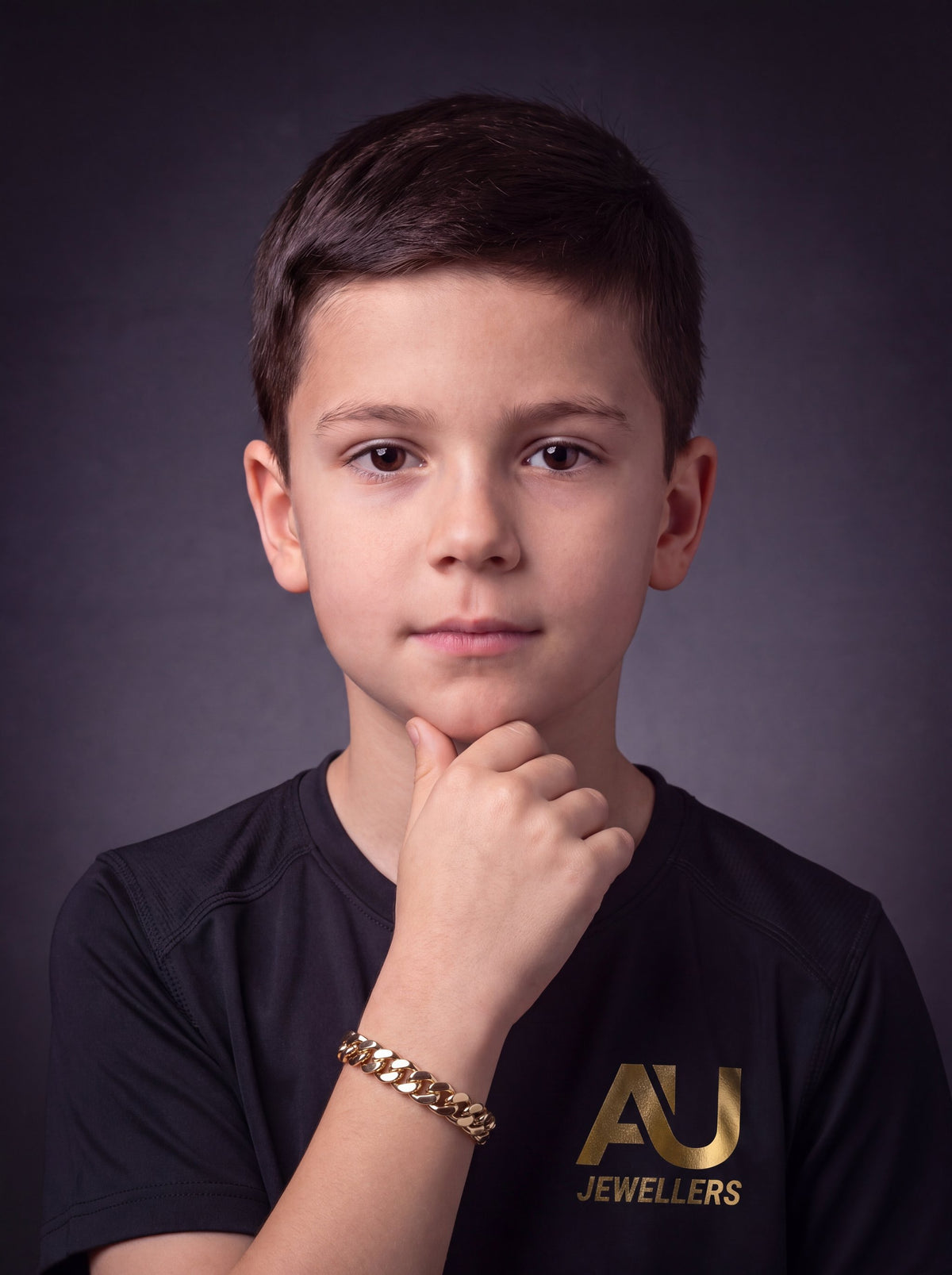 Kids 9ct Gold Filled Cuban Bracelet 10mm worn on model