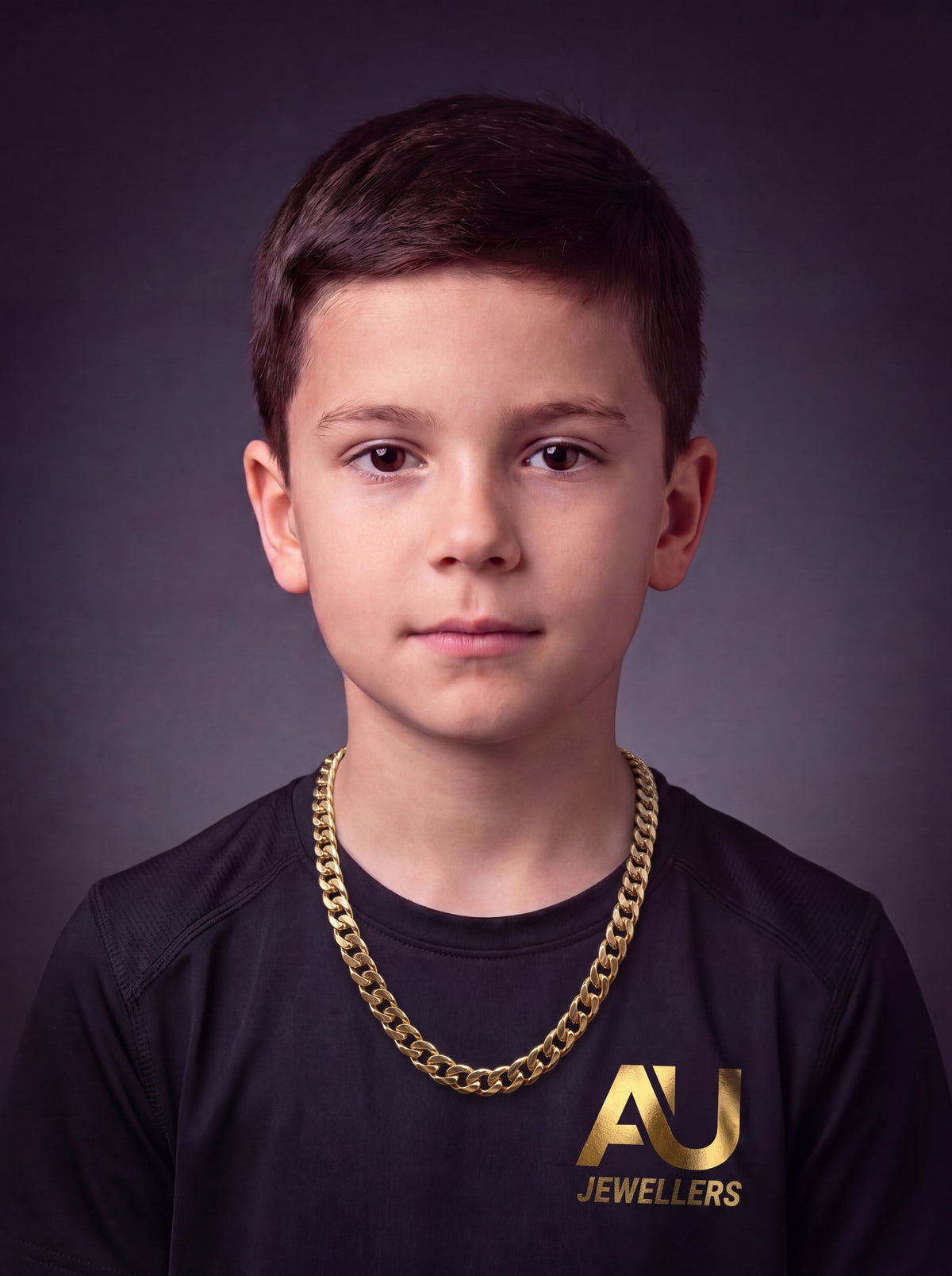 Kids Gold Filled Curb Chain 8mm worn on model