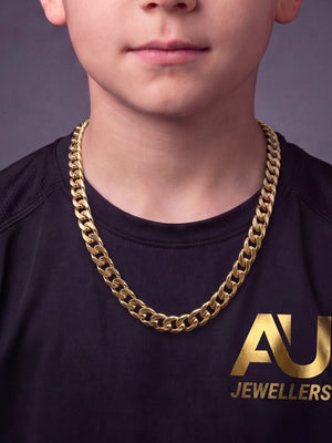 Kids Gold Filled Curb Chain 8mm worn on model, close-up