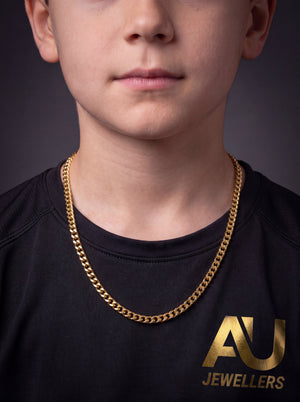 Kids Gold Filled Franco Chain 4mm worn on model