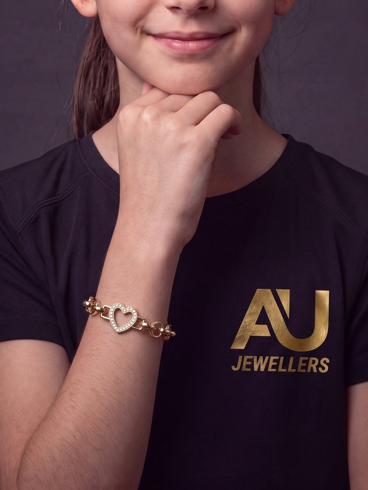 Gold Filled Kids Charm Belcher Bracelets worn on model, close-up