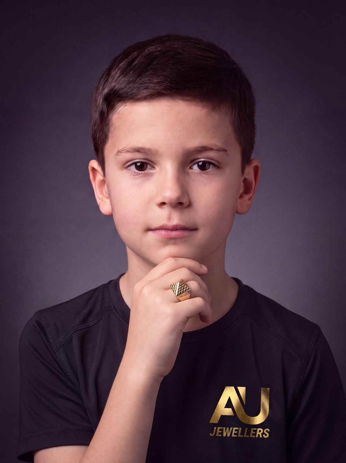 Kids 9ct Gold Filled Pyramid Ring worn on model