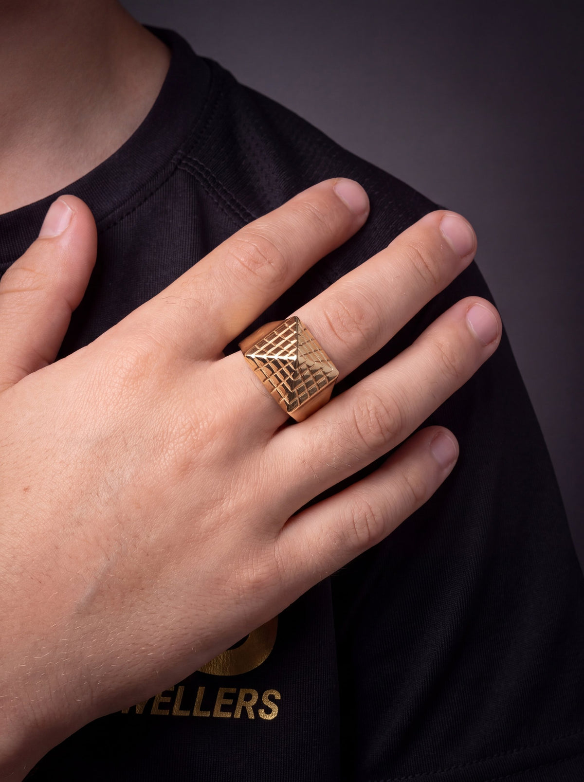 Kids 9ct Gold Filled Pyramid Ring worn on model