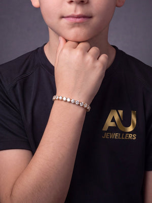 Kids Tennis Bracelet 4mm worn on model, close-up