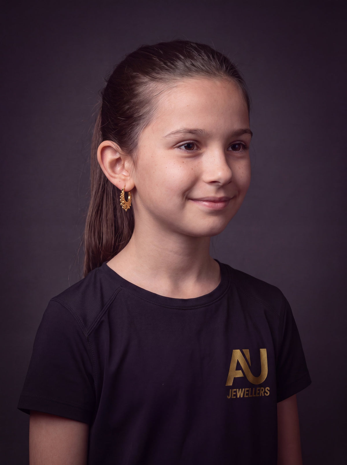 Kids 9ct Gold filled Creole Earrings worn on model