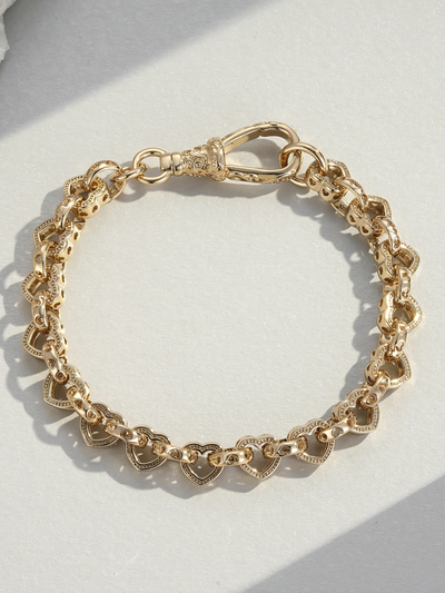 9ct Gold Filled Love Heart Belcher Bracelet 9mm