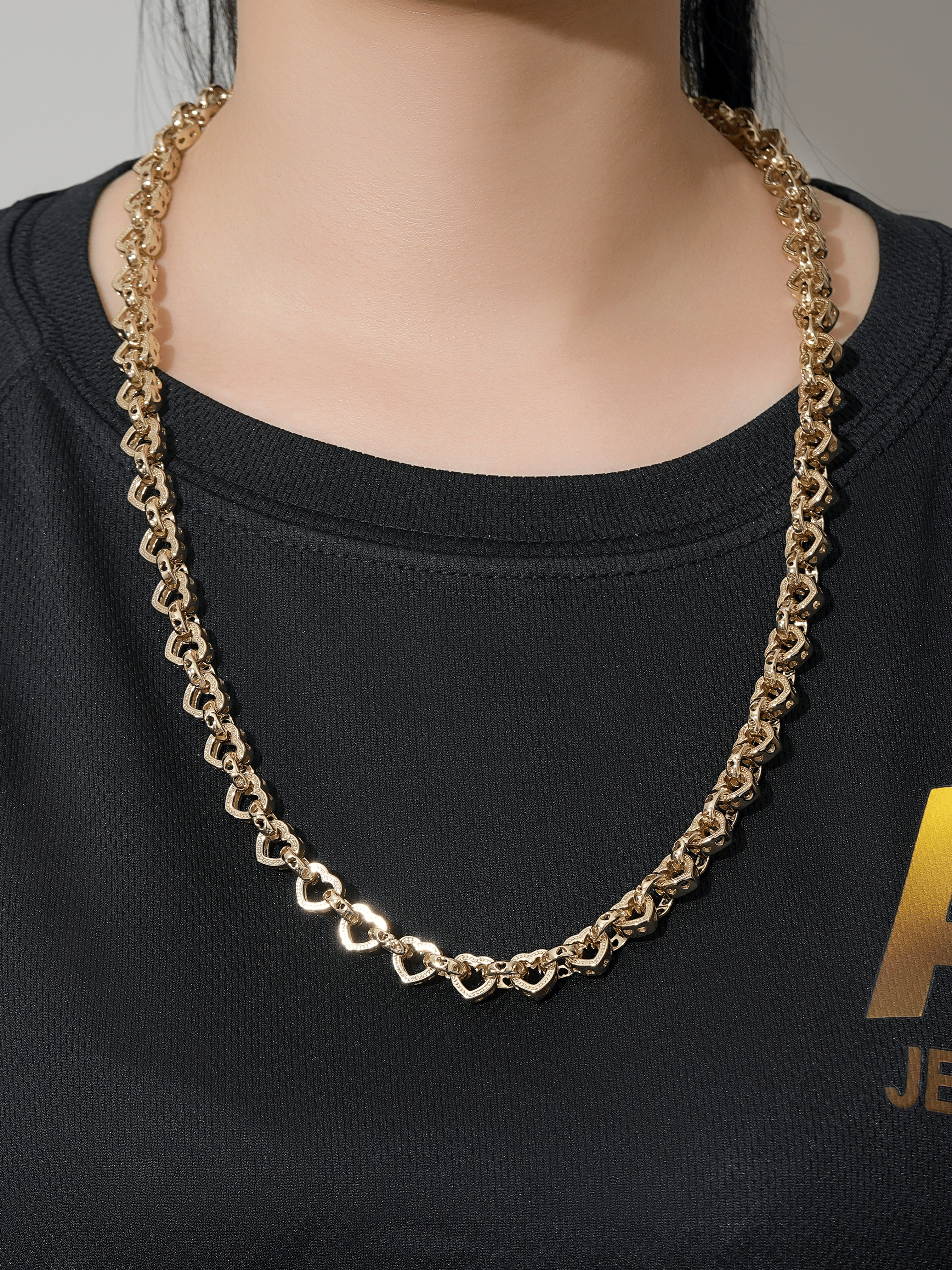 9ct Gold Filled Love Heart Belcher Chain 9mm