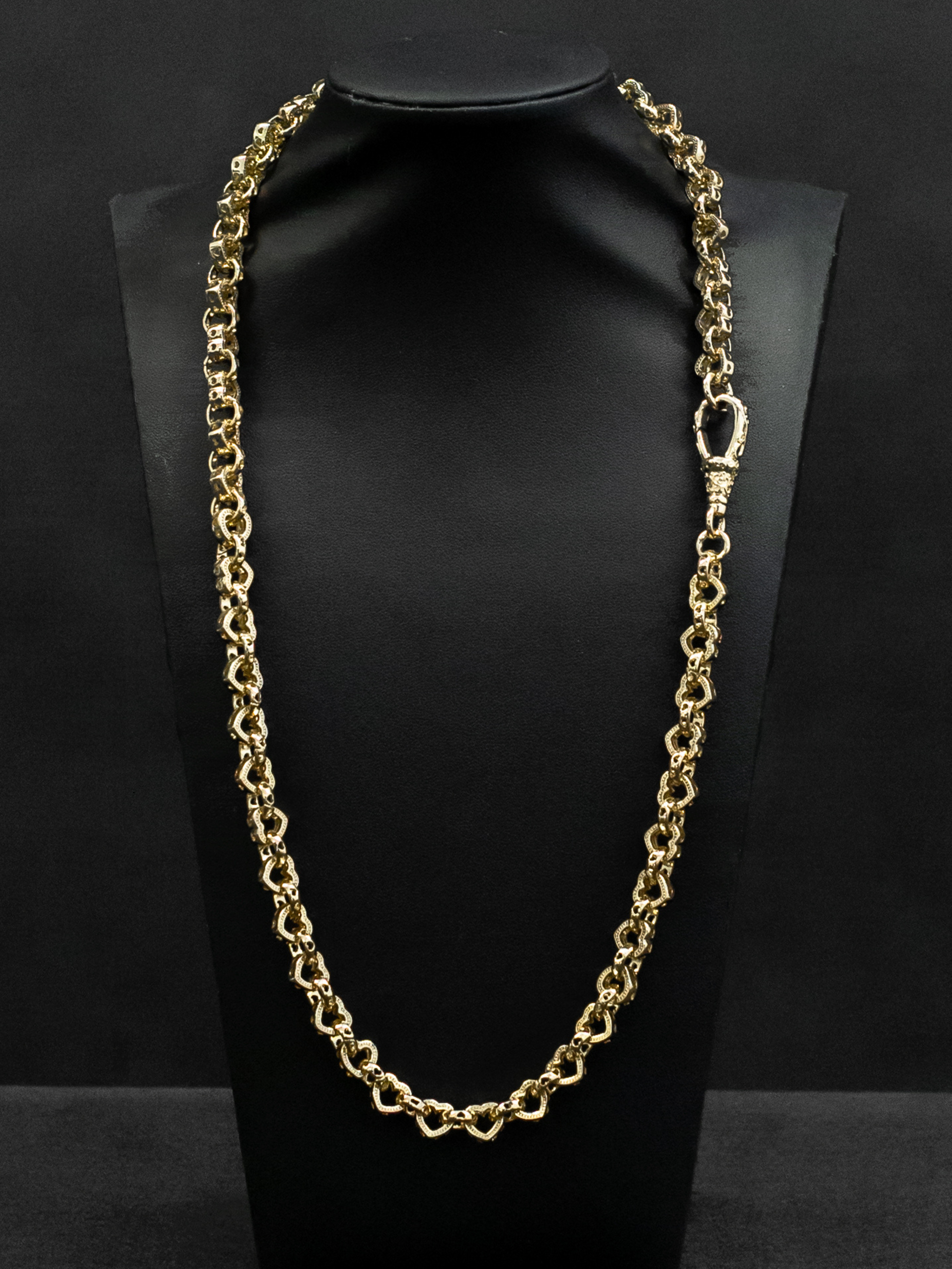 9ct Gold Filled Love Heart Belcher Chain 9mm