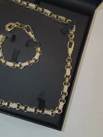 Yellow Gold Filled Diamond Gypsy Link Belcher Set 10mm