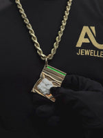 Gold Filled Coke Baggy Pendant on Rope Chain