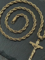 Gold Filled Crusifix Pendant On A 6mm Rope Chain